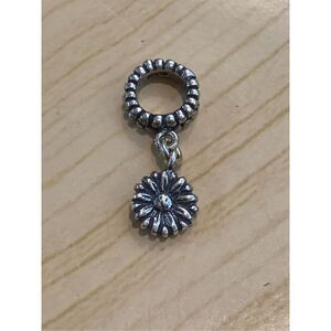 .925 Flower dangling from Ornate Ring Sterling Silver Jewelry Charm #garden